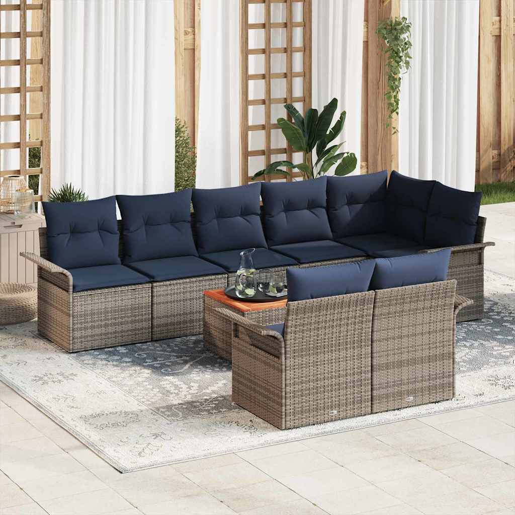 vidaXL Σετ Καναπέ Κήπου με μαξιλάρι 9 pcs Γκρι συνθετικό ρατάν