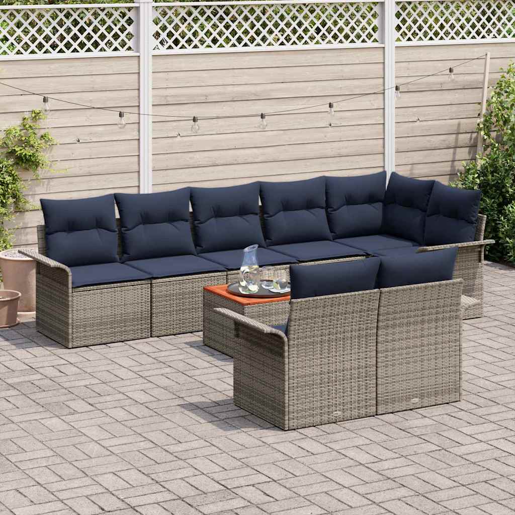 vidaXL Σετ Καναπέ Κήπου με μαξιλάρι 9 pcs Γκρι συνθετικό ρατάν