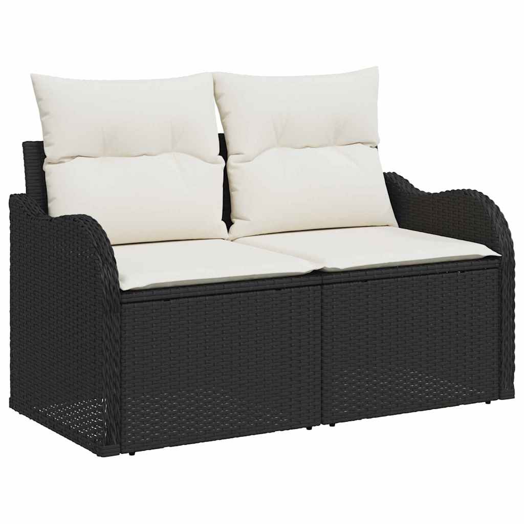 vidaXL 5 Piece Garden Sofa Set with Cushions Black Poly Rattan Acacia