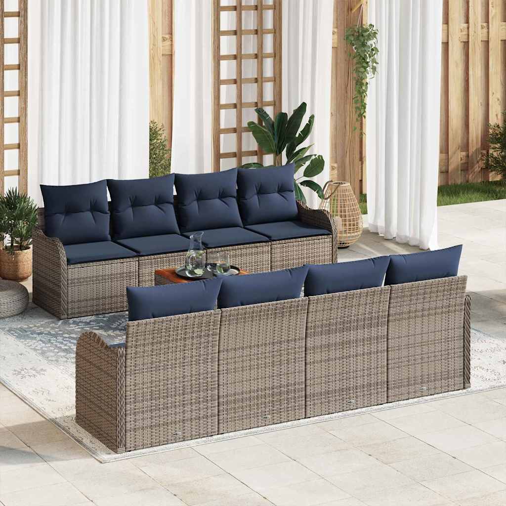 vidaXL Σετ Καναπέ Κήπου 9 τμχ. Γκρι συνθετικό ρατάν