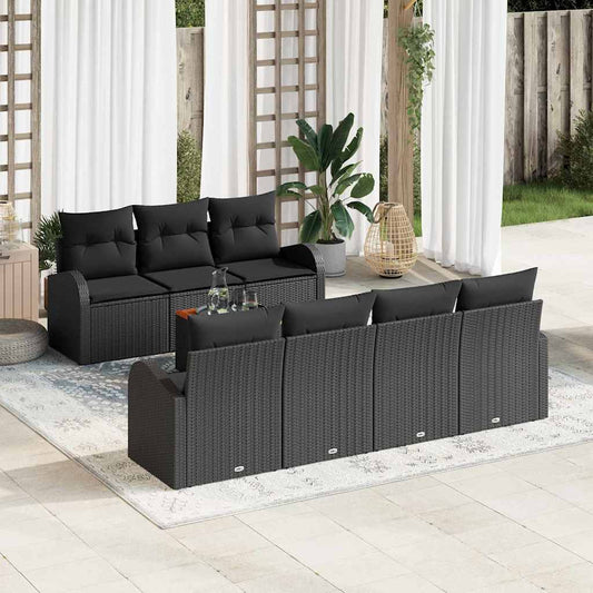 vidaXL Σετ Καναπέ Κήπου με μαξιλάρι 8 pcs Μαύρο συνθετικό ρατάν