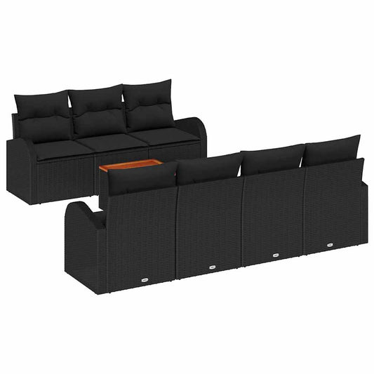 vidaXL Σετ Καναπέ Κήπου με μαξιλάρι 8 pcs Μαύρο συνθετικό ρατάν