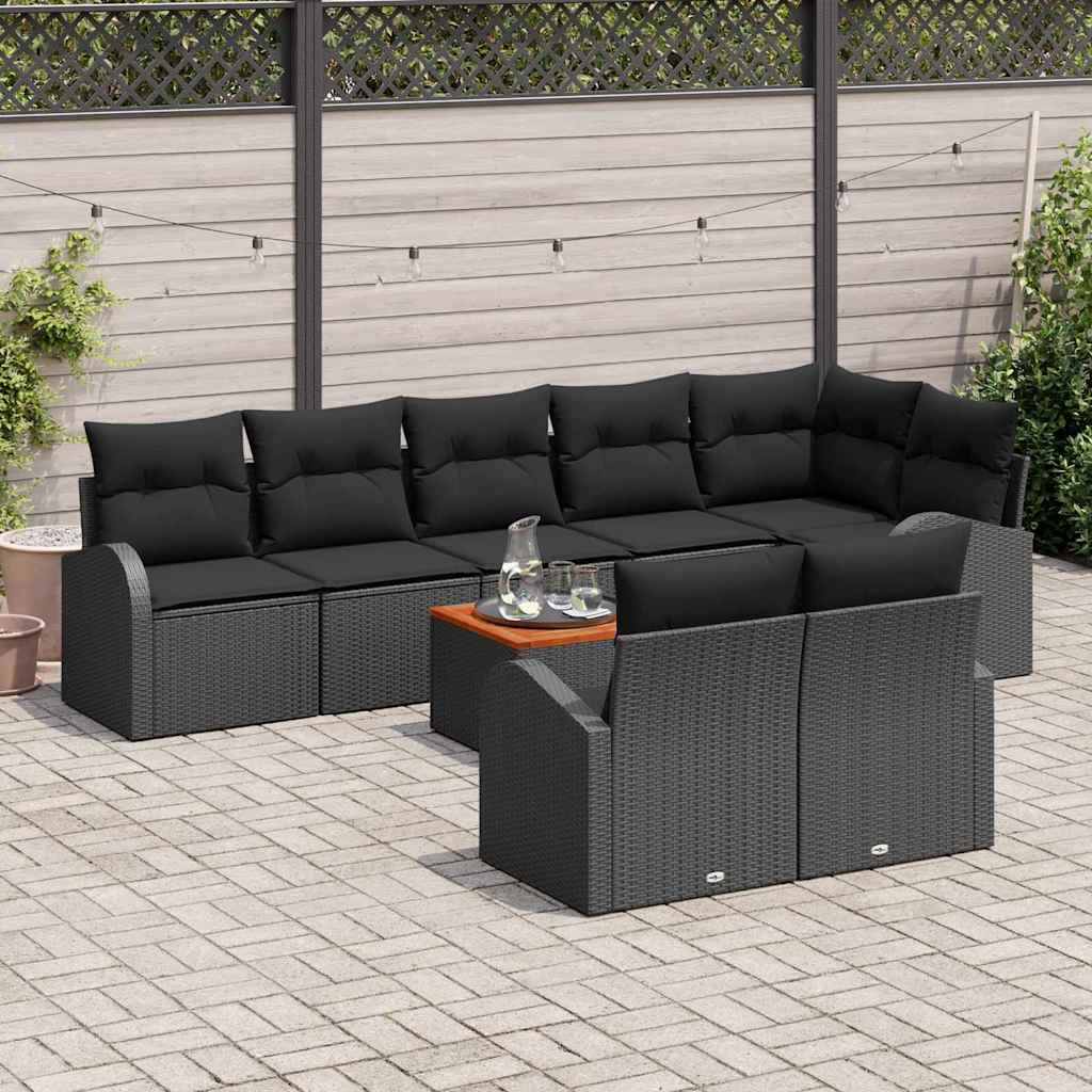 vidaXL Σετ Καναπέ Κήπου 9 pcs Μαύρο Πολυ ράταν
