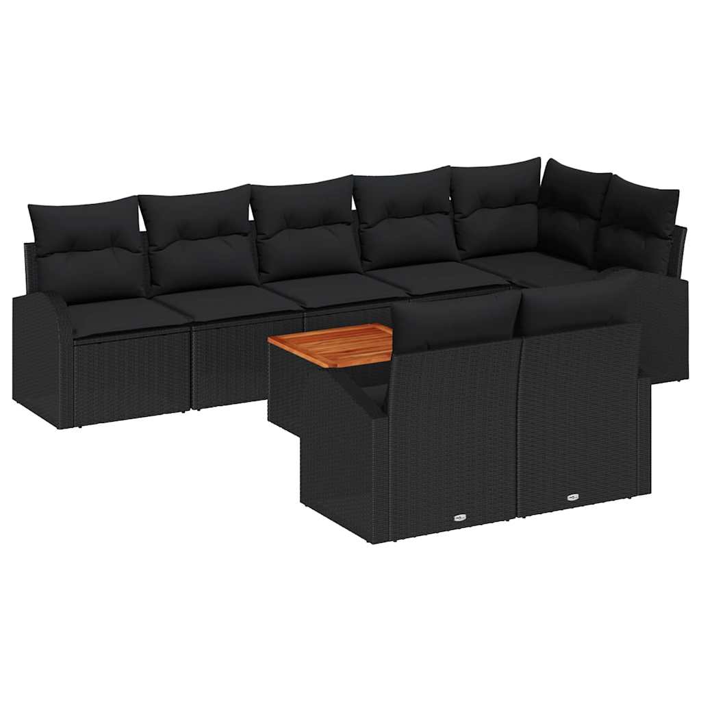 vidaXL Σετ Καναπέ Κήπου 9 pcs Μαύρο Πολυ ράταν