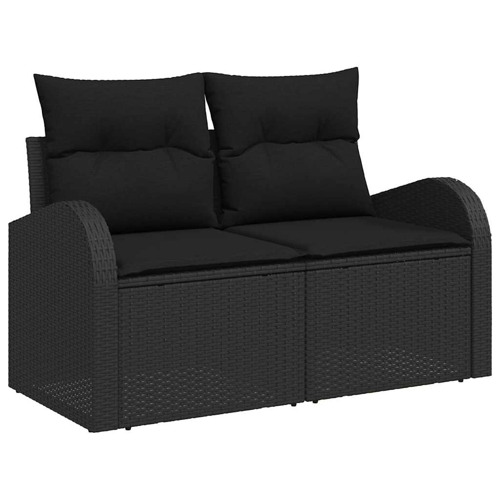 vidaXL Σετ Καναπέ Κήπου 9 pcs Μαύρο Πολυ ράταν