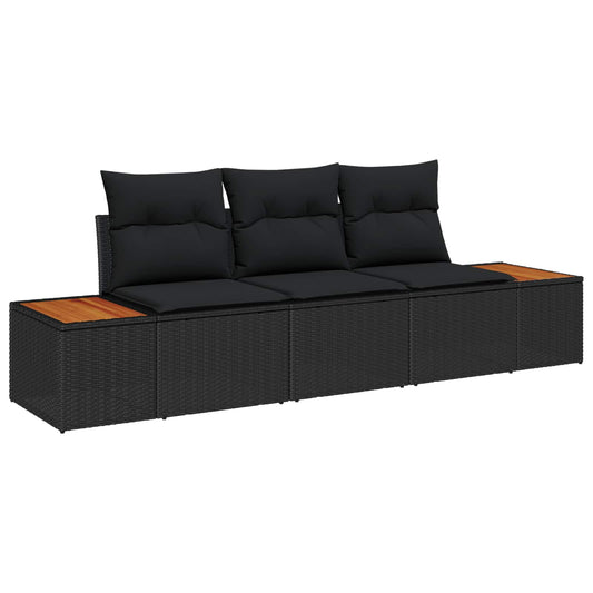 vidaXL Σετ Καναπέ Κήπου με μαξιλάρι 3 pcs Μαύρο συνθετικό ρατάν