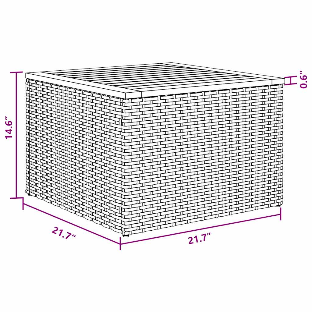 vidaXL 7 Κομμάτια Σετ Κηπουρικής με Μαξιλάρια Μαύρο Πολυ Ρατάν Ακακία