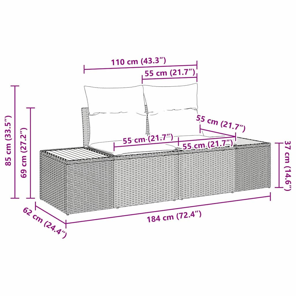 vidaXL Σετ Καναπέ Κήπου με μαξιλάρι 7 pcs Μπεζ συνθετικό ρατάν