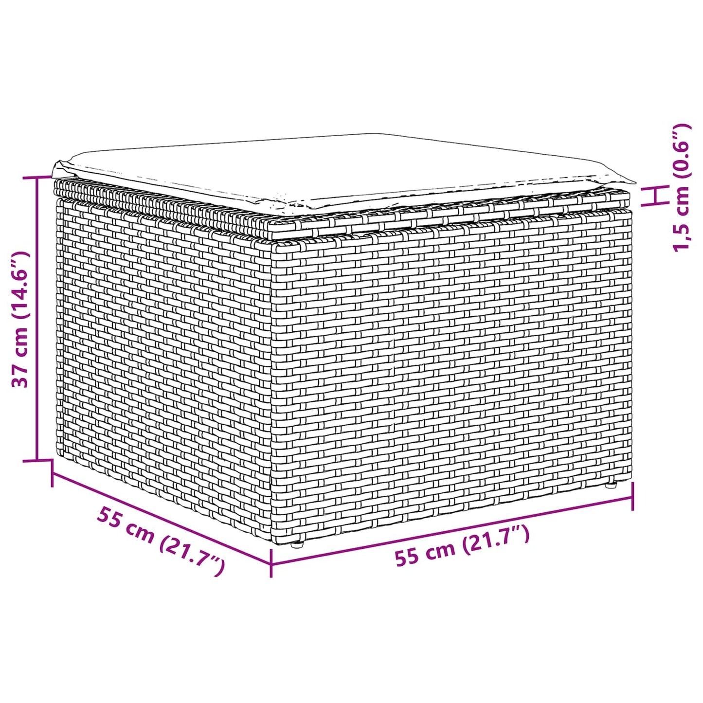 vidaXL Σετ Καναπέ Κήπου με μαξιλάρι 6 pcs Μαύρο συνθετικό ρατάν