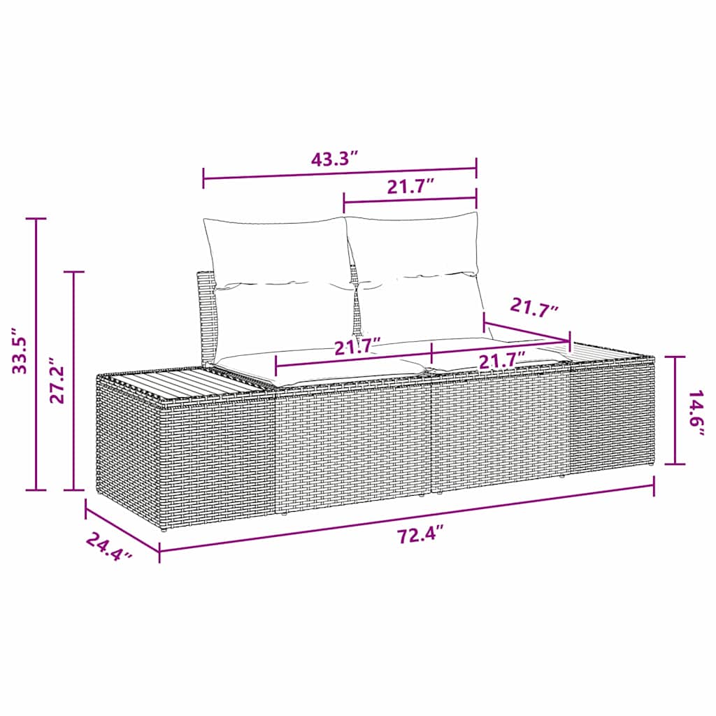 vidaXL Σετ Καναπέ Κήπου με μαξιλάρι 8 pcs Μαύρο Πολυ ράταν