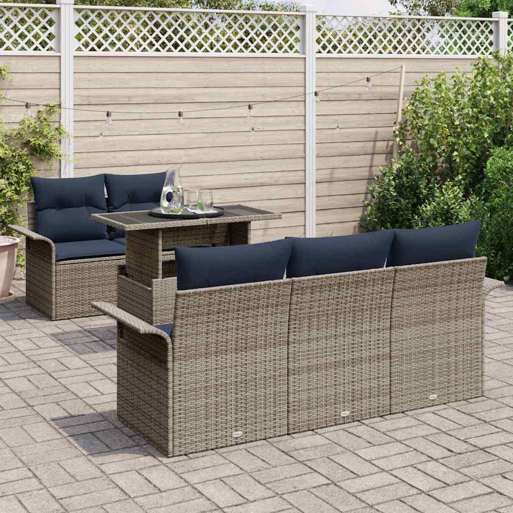 vidaXL Σετ Καναπέ Κήπου με μαξιλάρι 6 pcs Γκρι συνθετικό ρατάν