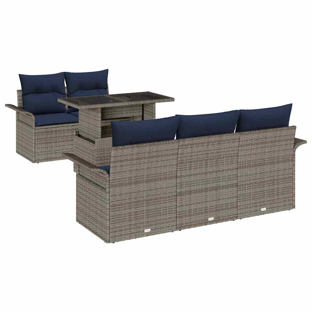 vidaXL Σετ Καναπέ Κήπου με μαξιλάρι 6 pcs Γκρι συνθετικό ρατάν