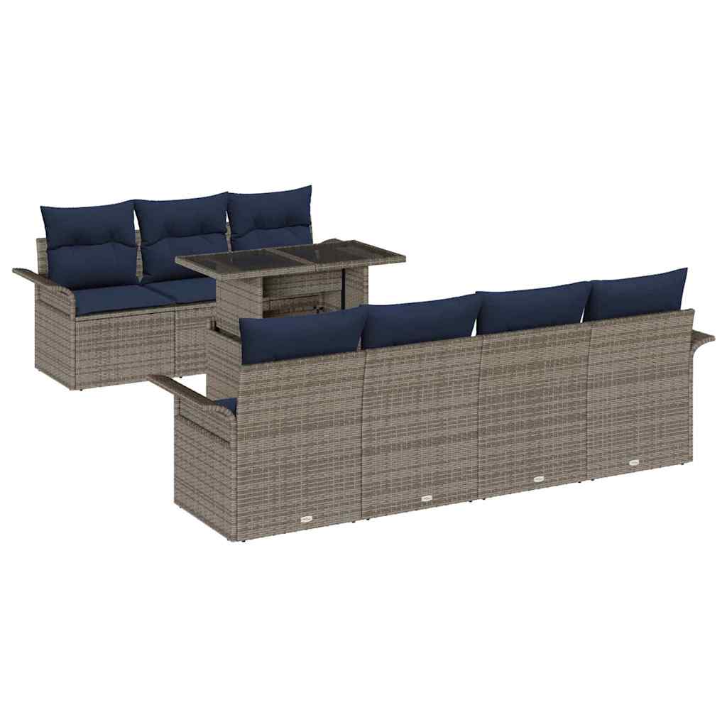 vidaXL Σετ Καναπέ Κήπου με μαξιλάρι 8 pcs Γκρι συνθετικό ρατάν