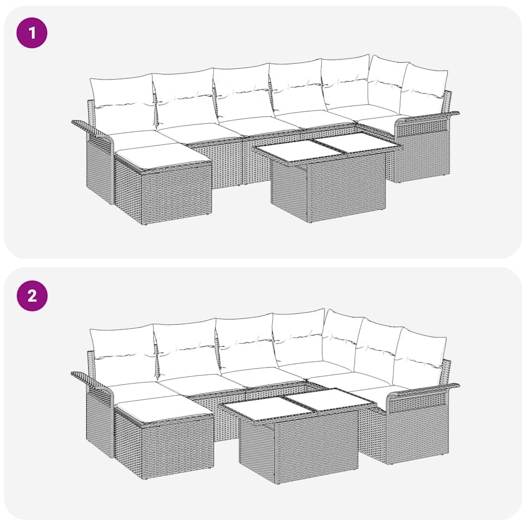 vidaXL 8 Τεμαχίων Σετ Καναπέ Κήπου Με Μαξιλάρια Μπεζ Πολυ Ρατάν