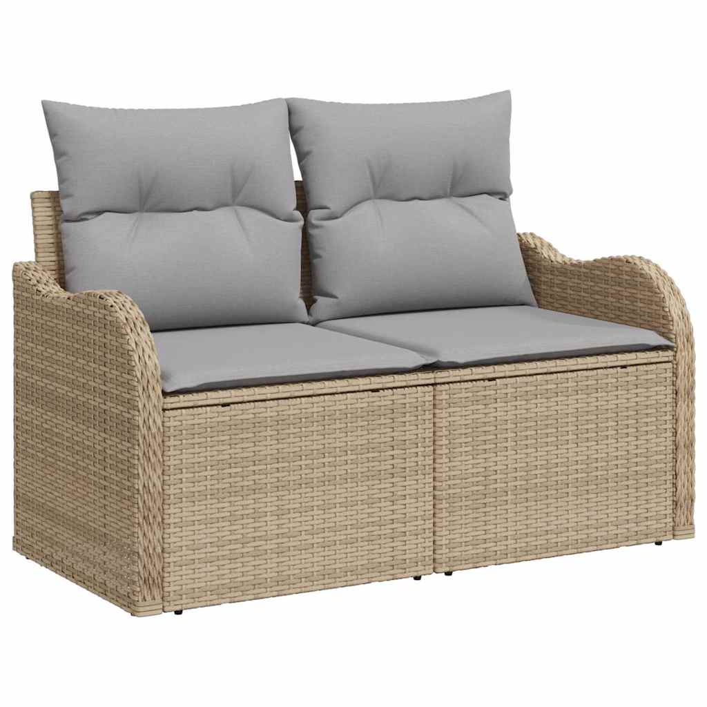 vidaXL Σετ καθιστικού με μαξιλάρι 9 pcs Μπεζ Πολυ ράταν