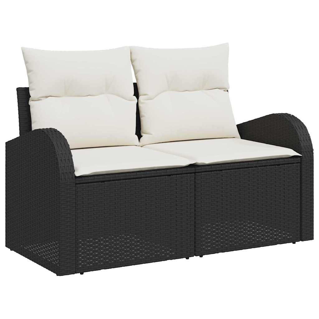 vidaXL 5 Piece Garden Sofa Set with Cushions Black Poly Rattan