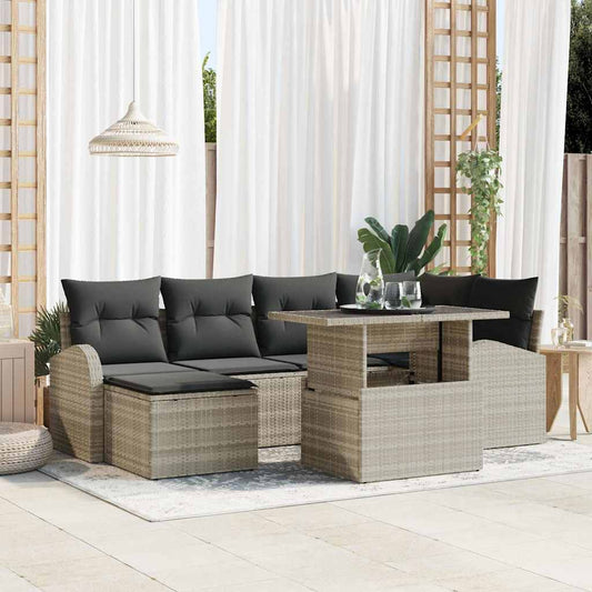 vidaXL Σετ Καναπέ Κήπου με μαξιλάρι 7 pcs Ανοιχτό γκρι