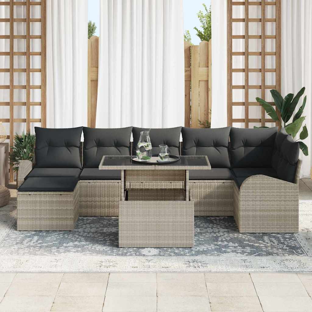 vidaXL Σετ Καναπέ Κήπου 8 pcs Ανοιχτό γκρι συνθετικό ρατάν