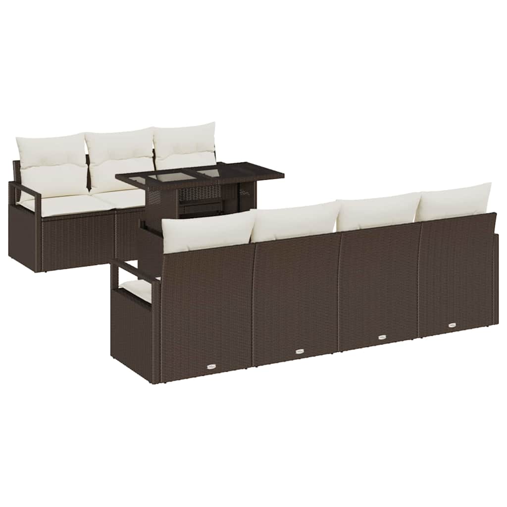 vidaXL Σετ Γυάλινου Καναπέ 8 Τεμαχίων με Καφέ Μαξιλάρια