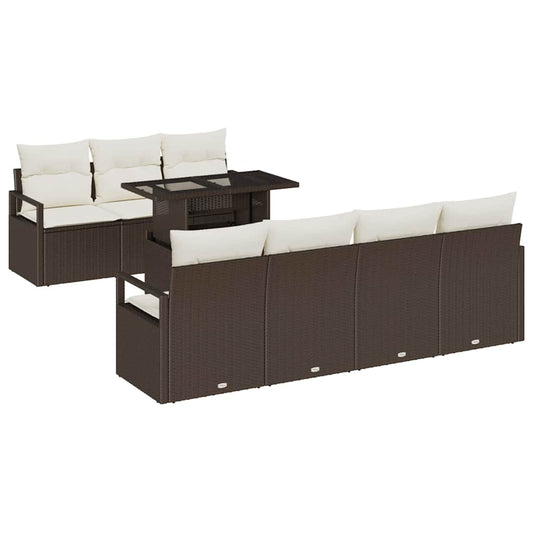 vidaXL Σετ Γυάλινου Καναπέ 8 Τεμαχίων με Καφέ Μαξιλάρια