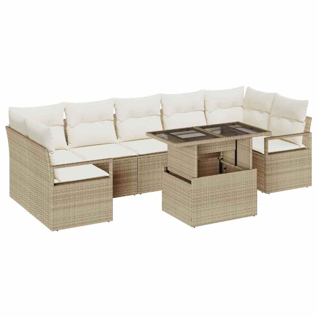 vidaXL Σετ Καναπέ Κήπου 8 pcs μπεζ και κρεμ συνθετικό ρατάν