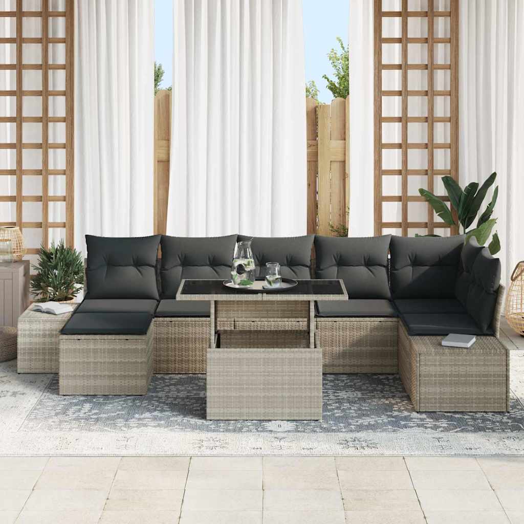 vidaXL Σετ Καναπέ Κήπου με μαξιλάρι 8 pcs Ανοιχτό γκρι