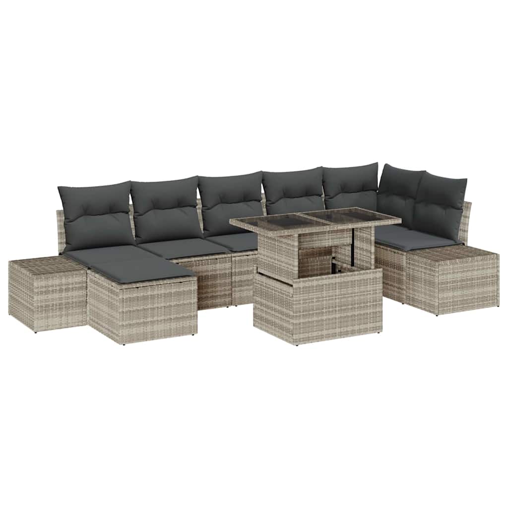vidaXL Σετ Καναπέ Κήπου με μαξιλάρι 8 pcs Ανοιχτό γκρι