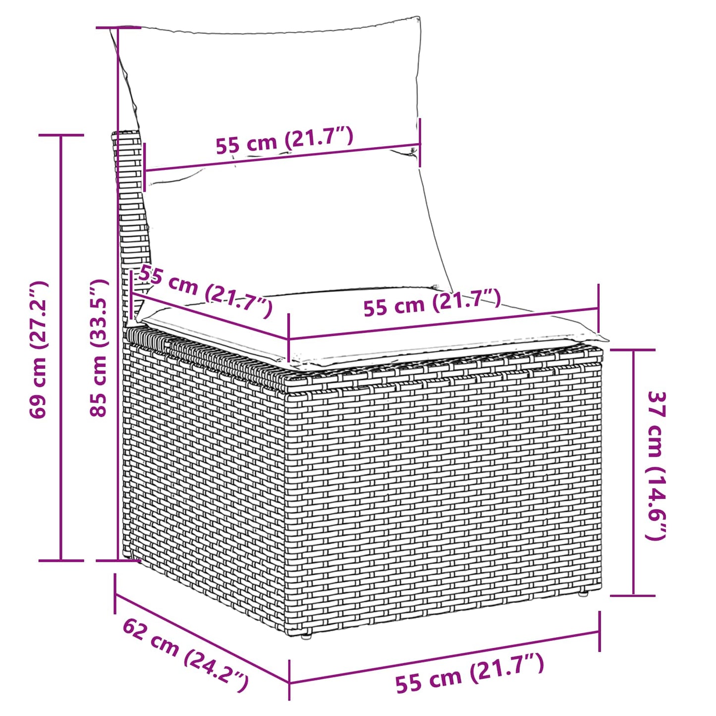 vidaXL Σετ Καναπέ Κήπου με μαξιλάρι 8 pcs γκρι και ναυτικό μπλε