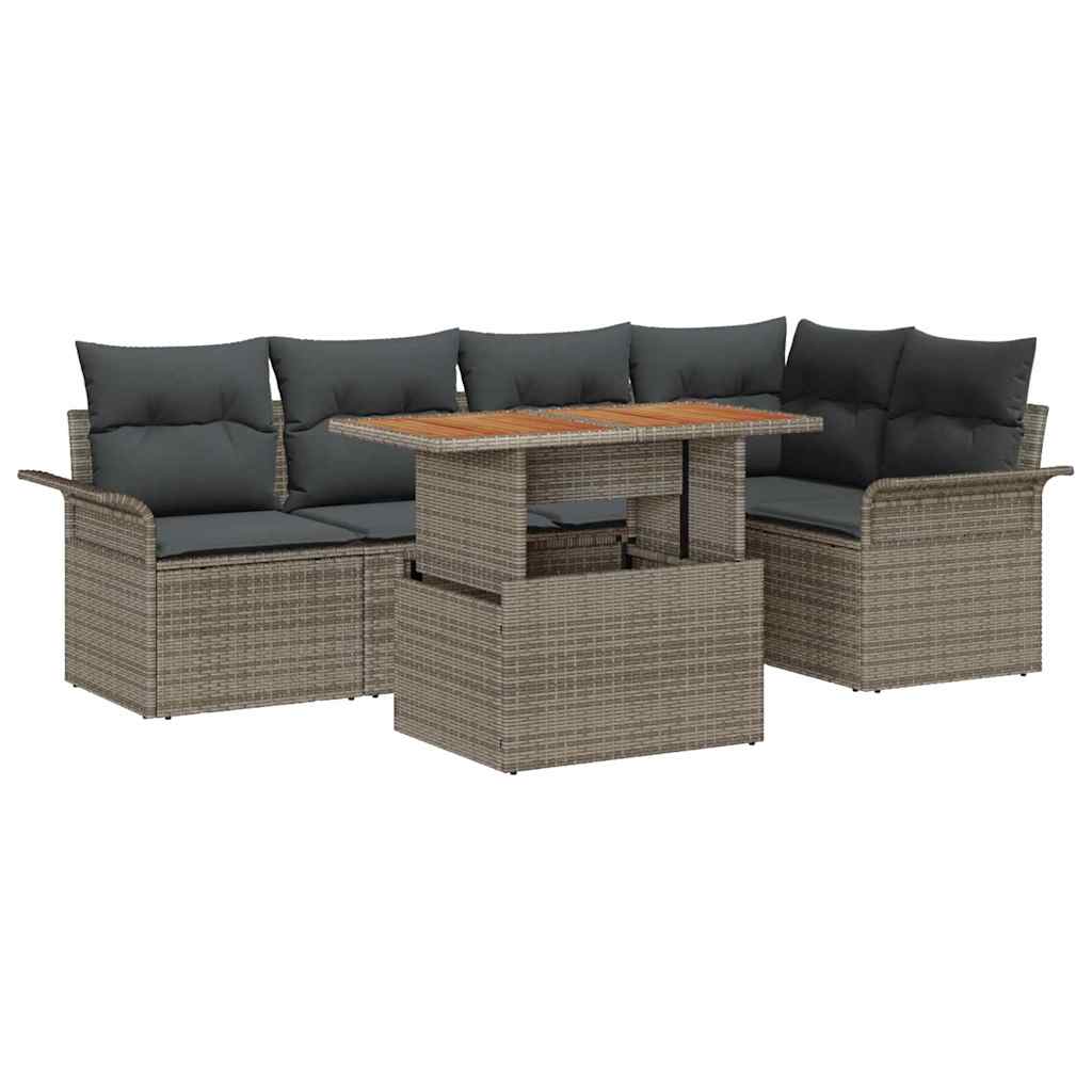 vidaXL Σετ Καναπέ Κήπου με μαξιλάρι 6 pcs Γκρι 100 x 55 x 73 εκ