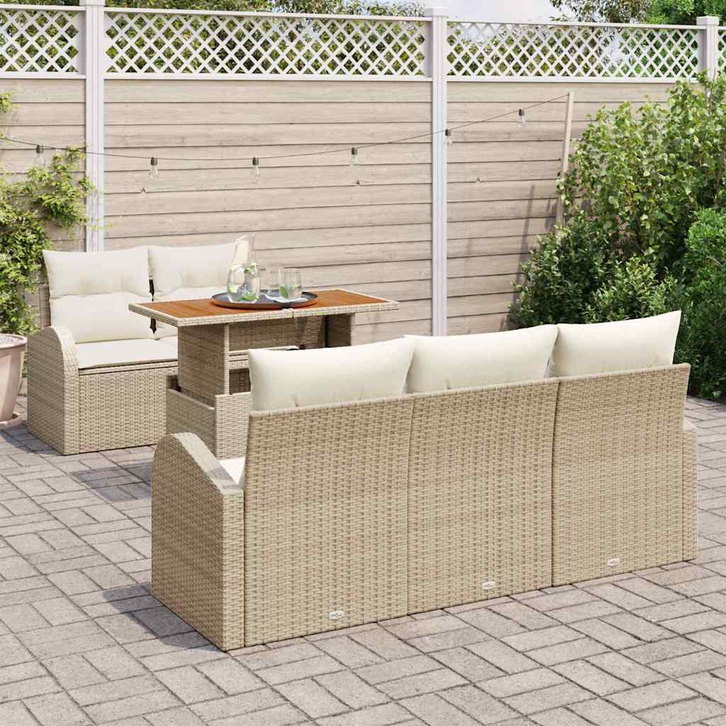 vidaXL Σετ Καναπέ Κήπου 6 τμχ. μπεζ και κρεμ
