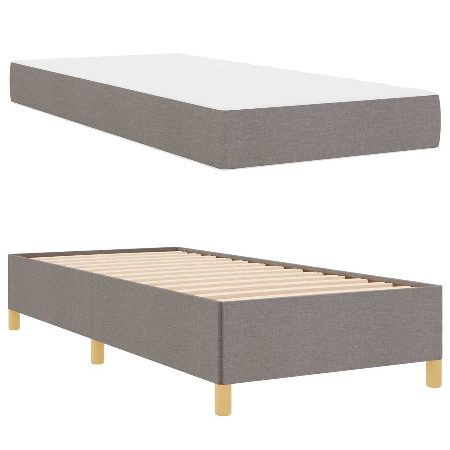vidaXL Σκελετός Κρεβατιού με στρώμα Taupe 90 x 190 cm ύφασμα