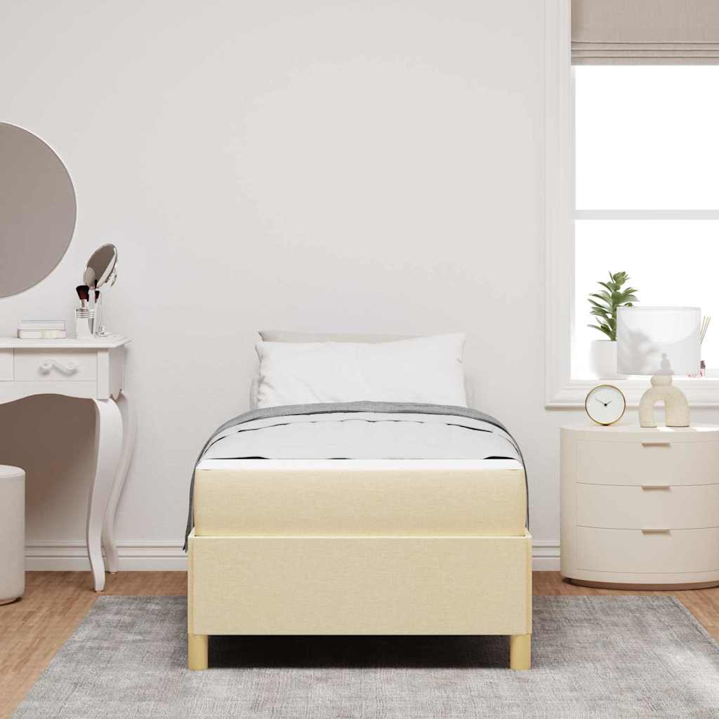 vidaXL Κρεβάτι με ελατήρια Λευκό και Κρέμα 90 x 190 cm ύφασμα