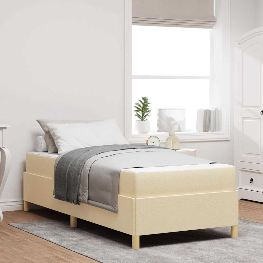 vidaXL Σκελετός Κρεβατιού με στρώμα Κρεμ 90 x 200 cm ύφασμα