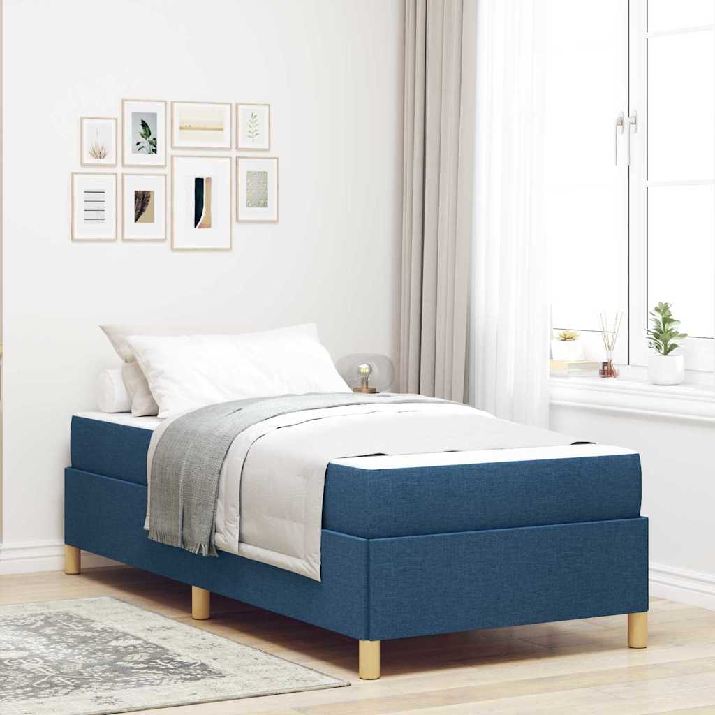 vidaXL Σκελετός Κρεβατιού με στρώμα Μπλε 90 x 200 cm ύφασμα