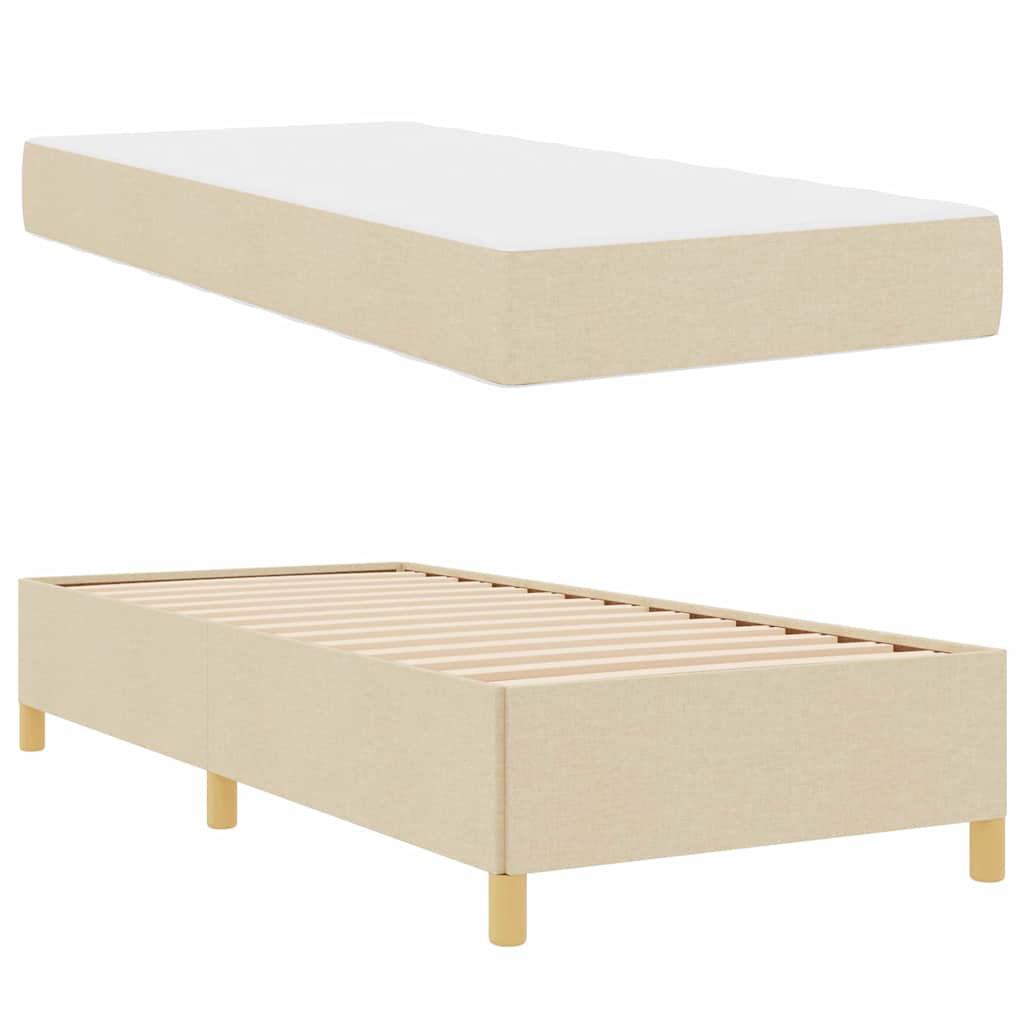vidaXL Κρεβάτι με ελατήρια Λευκό και Κρέμα 100 x 200 cm ύφασμα