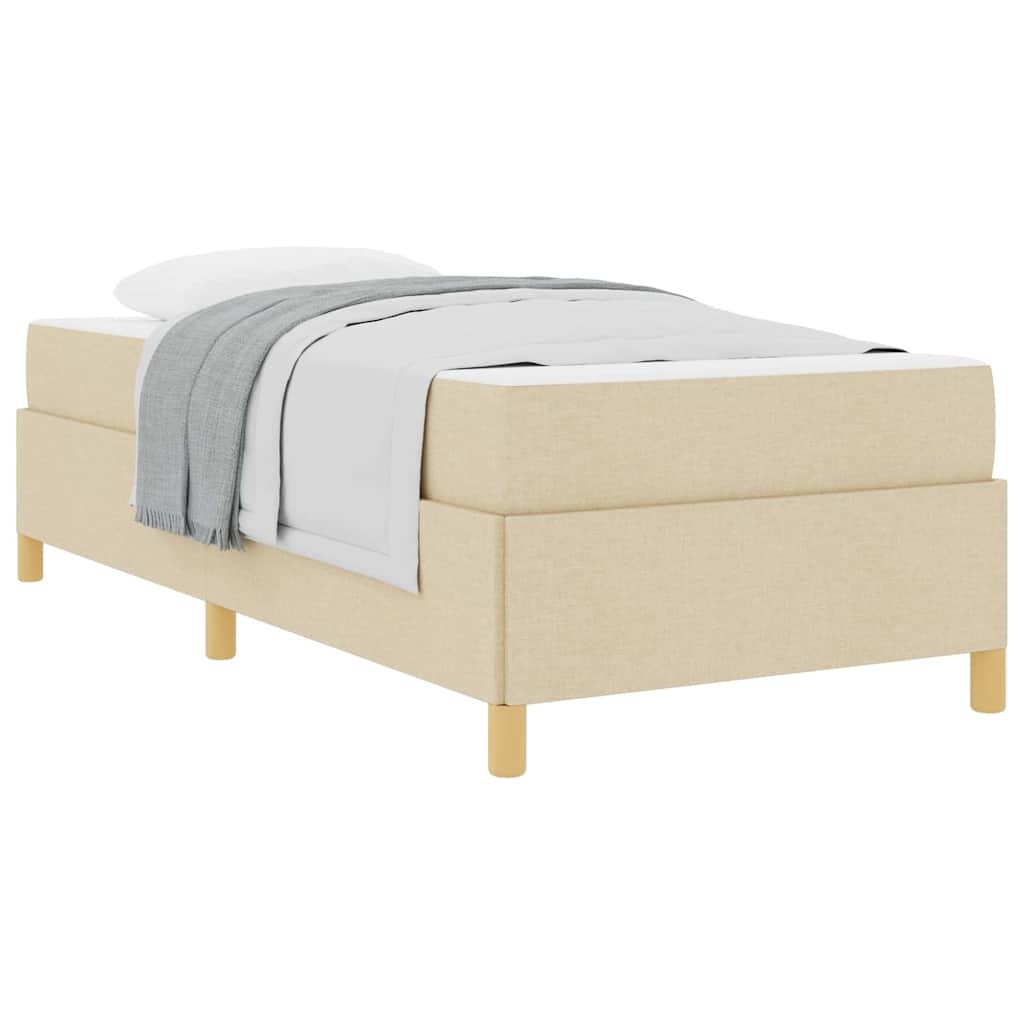 vidaXL Κρεβάτι με ελατήρια Λευκό και Κρέμα 100 x 200 cm ύφασμα