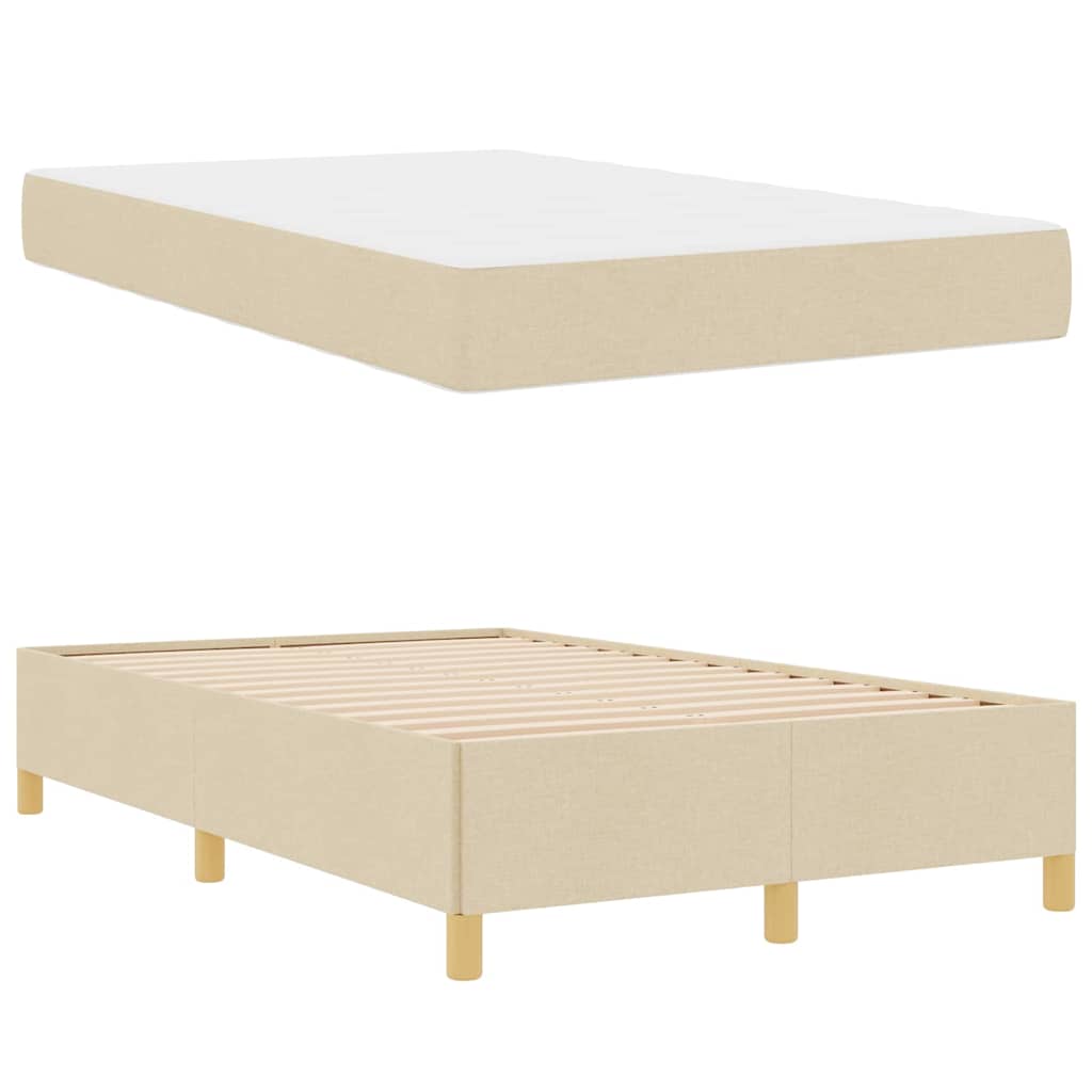 vidaXL Σκελετός Κρεβατιού με στρώμα Κρεμ 120 x 190 cm ύφασμα