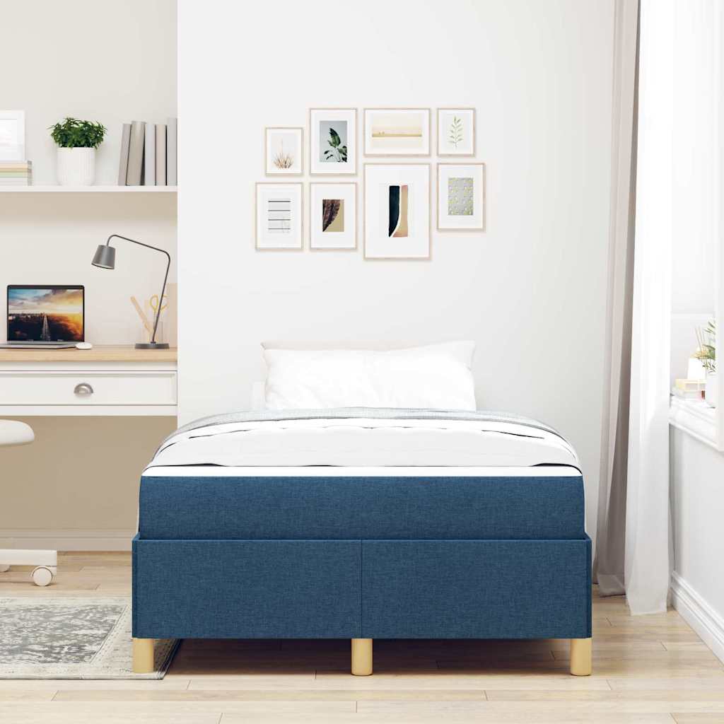 vidaXL Σκελετός Κρεβατιού με στρώμα Μπλε 120 x 190 cm ύφασμα