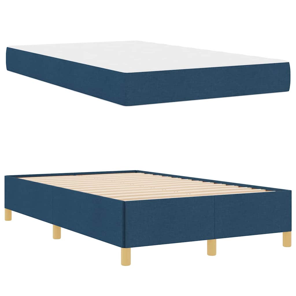 vidaXL Σκελετός Κρεβατιού με στρώμα Μπλε 120 x 190 cm ύφασμα