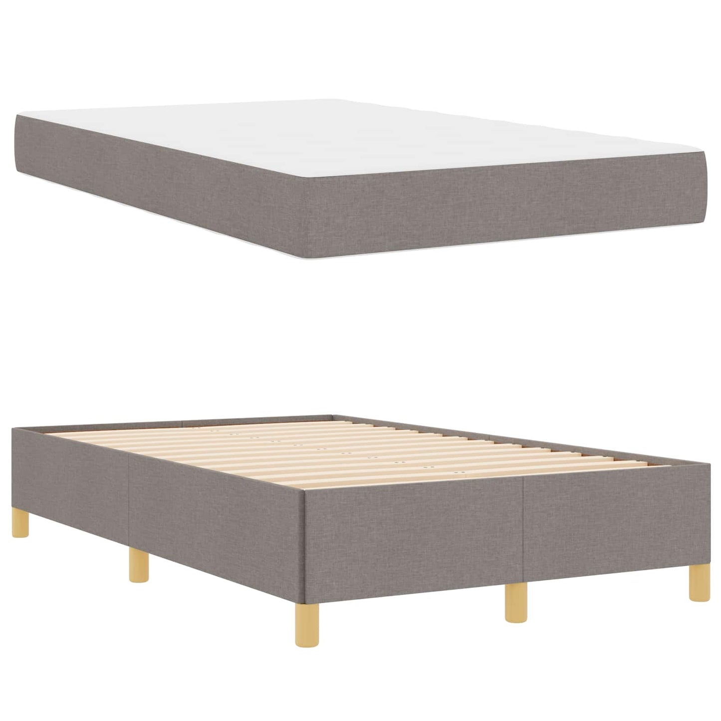 vidaXL Σκελετός Κρεβατιού με στρώμα Taupe 120 x 200 cm ύφασμα