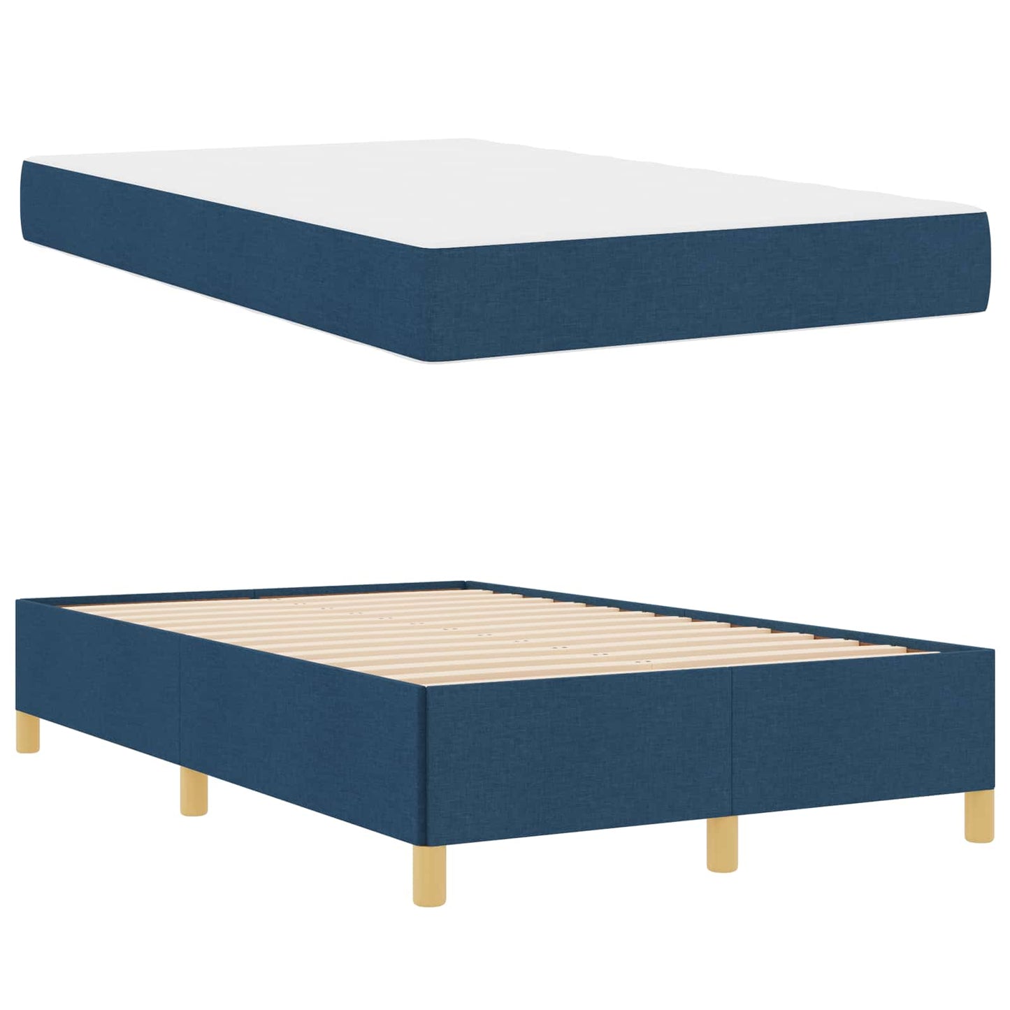 vidaXL Σκελετός Κρεβατιού με στρώμα Μπλε 120 x 200 cm ύφασμα