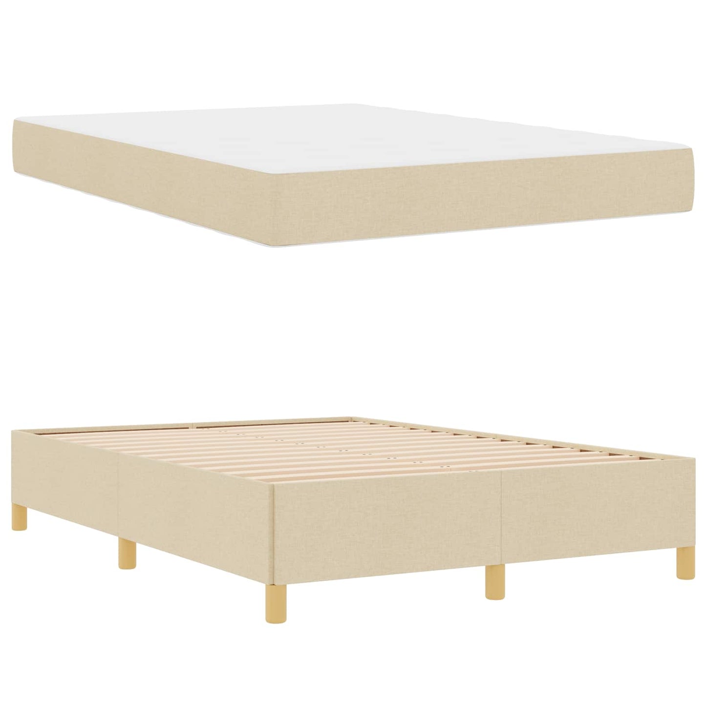 vidaXL Σκελετός Κρεβατιού με στρώμα Κρεμ 140 x 190 cm ύφασμα