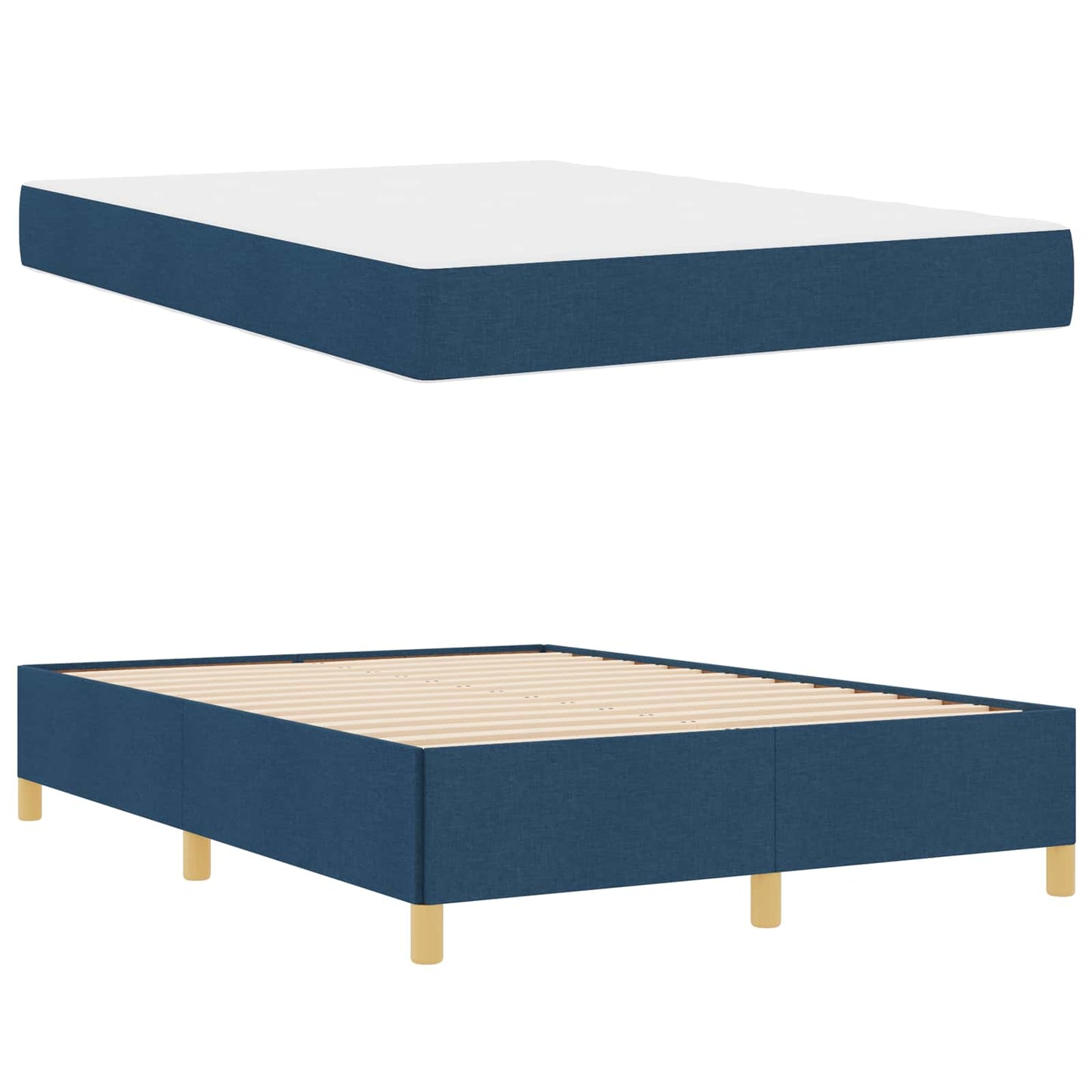 vidaXL Σκελετός Κρεβατιού με στρώμα Μπλε 140 x 190 cm ύφασμα