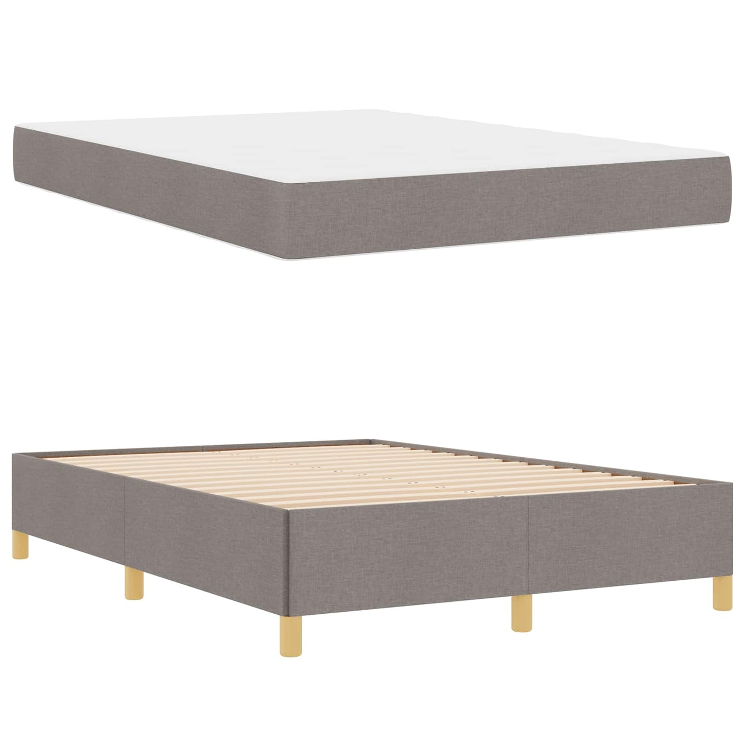 vidaXL Σκελετός Κρεβατιού με στρώμα Taupe 140 x 200 cm ύφασμα