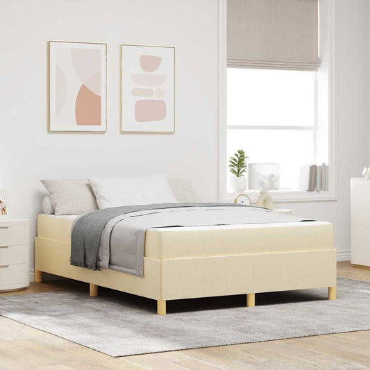 vidaXL Κρεβάτι με ελατήρια Κρέμα και Λευκό 160 x 200 cm ύφασμα