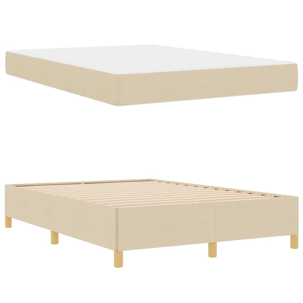 vidaXL Κρεβάτι με ελατήρια Κρέμα και Λευκό 160 x 200 cm ύφασμα