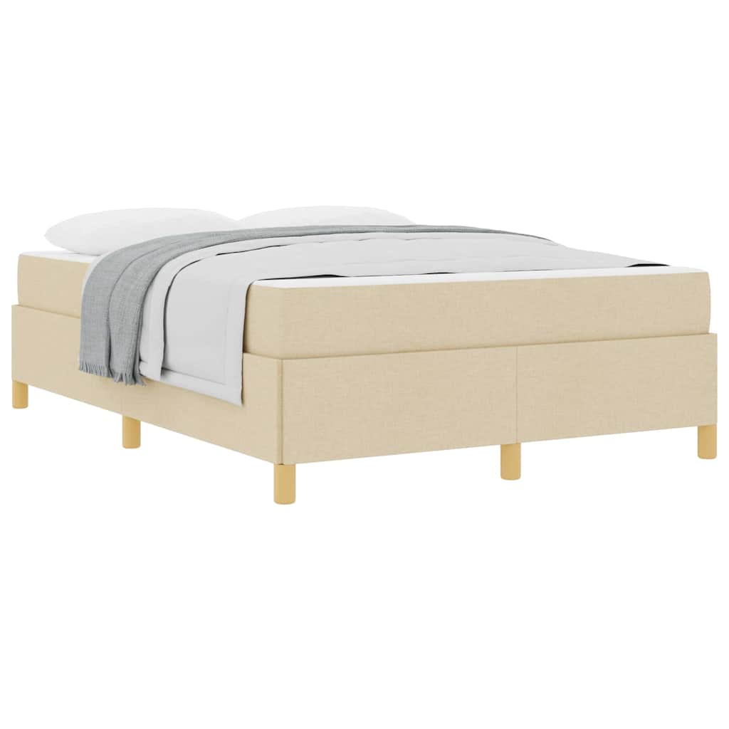 vidaXL Κρεβάτι με ελατήρια Κρέμα και Λευκό 160 x 200 cm ύφασμα