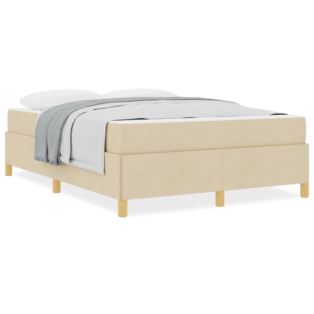 vidaXL Κρεβάτι με ελατήρια Κρέμα και Λευκό 160 x 200 cm ύφασμα