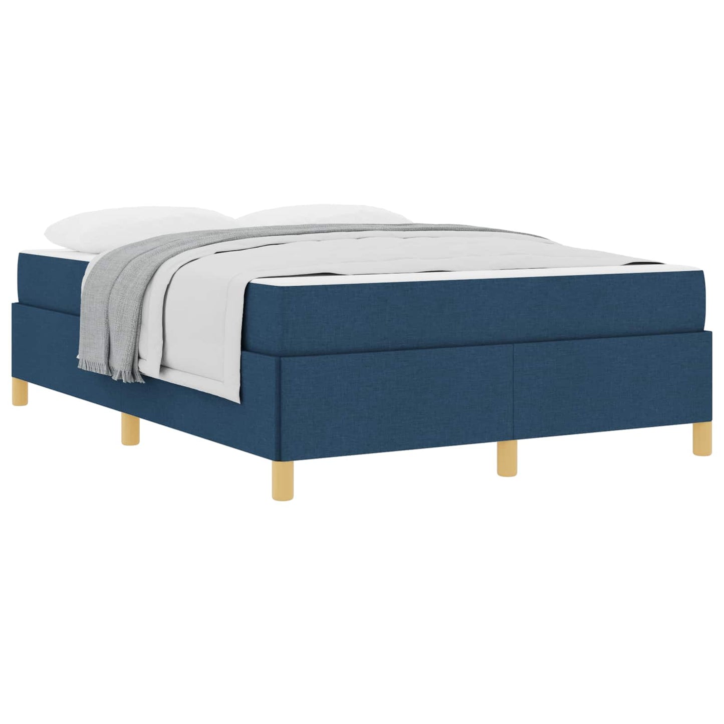 vidaXL Κρεβάτι με ελατήρια Μπλε και άσπρο 160 x 200 cm ύφασμα