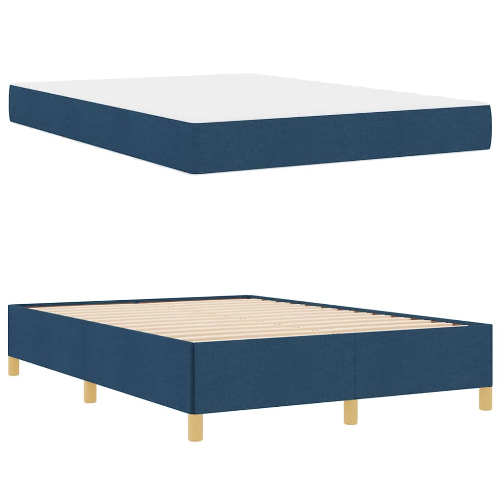 vidaXL Κρεβάτι με ελατήρια Μπλε και άσπρο 160 x 200 cm ύφασμα